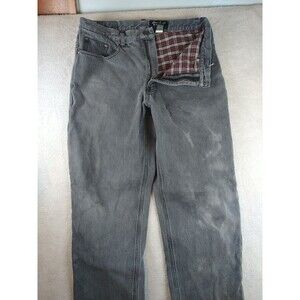 Eddie Bauer Black Denim Jeans Flannel Lined Men's 36 x 34 Faded Straight Leg